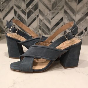 So-Joree blue suede block heel